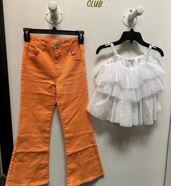 Orange Flare Full Length Denim