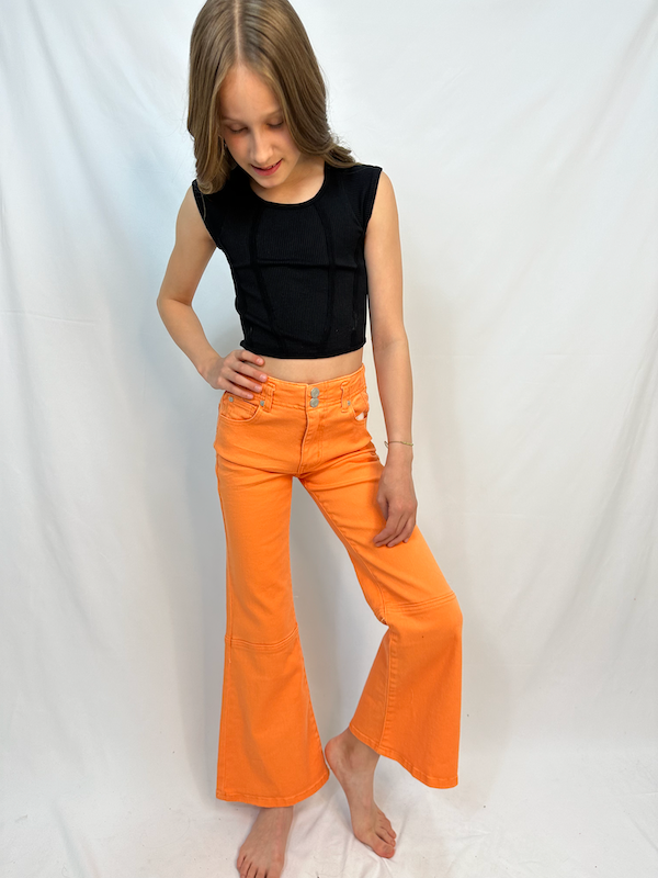 Orange Flare Full Length Denim